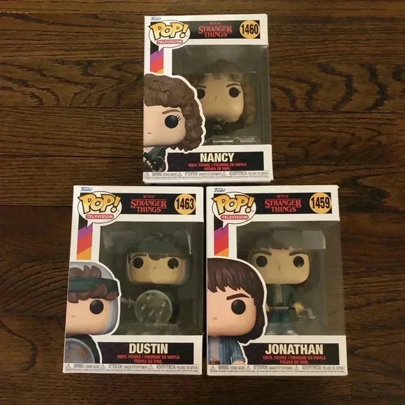 Funko Pop! Stranger Things Bundle x3: Nancy, Dustin, Jonathan - BRAND NEW! - Picture 1 of 7